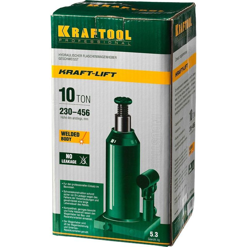 Домкрат гидравлический бутылочный KRAFTOOL 43462-10_z01 10 т