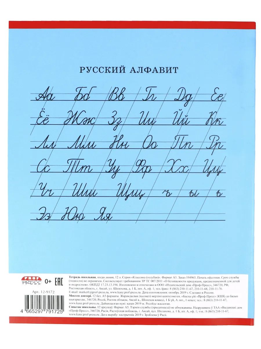 Купить тетрадь ProfPress 12-9172 Классика голубая косая линия, 12 листов 25  штук, цены на Мегамаркет | Артикул: 600006197960