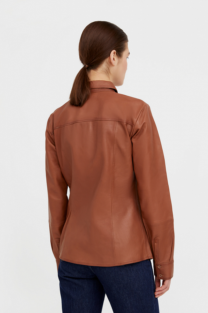 Рубашка женская Finn Flare B21-11818 коричневая M