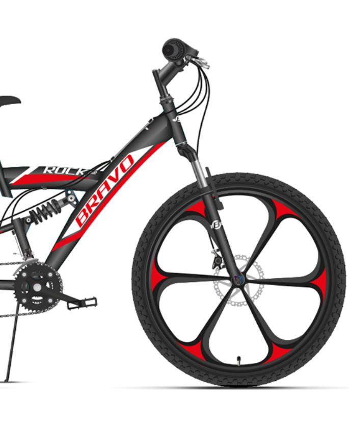 Велосипед Bravo Rock 26 D FW 2021 16" черный/красный/белый