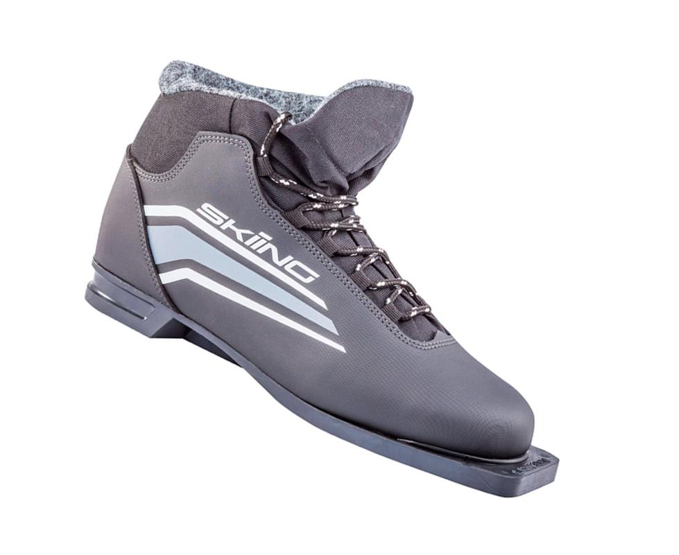 Ботинки лыжные 75мм TREK SkiingIK1 черный/лого серый размер RU35 EU36 CM22,5