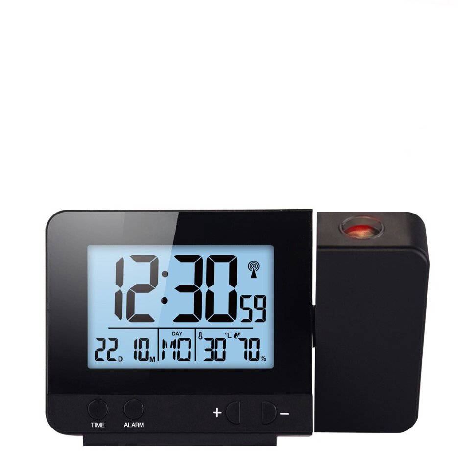 Часы будильник с проекцией времени на потолок, Цвет: Черный, 3188.1