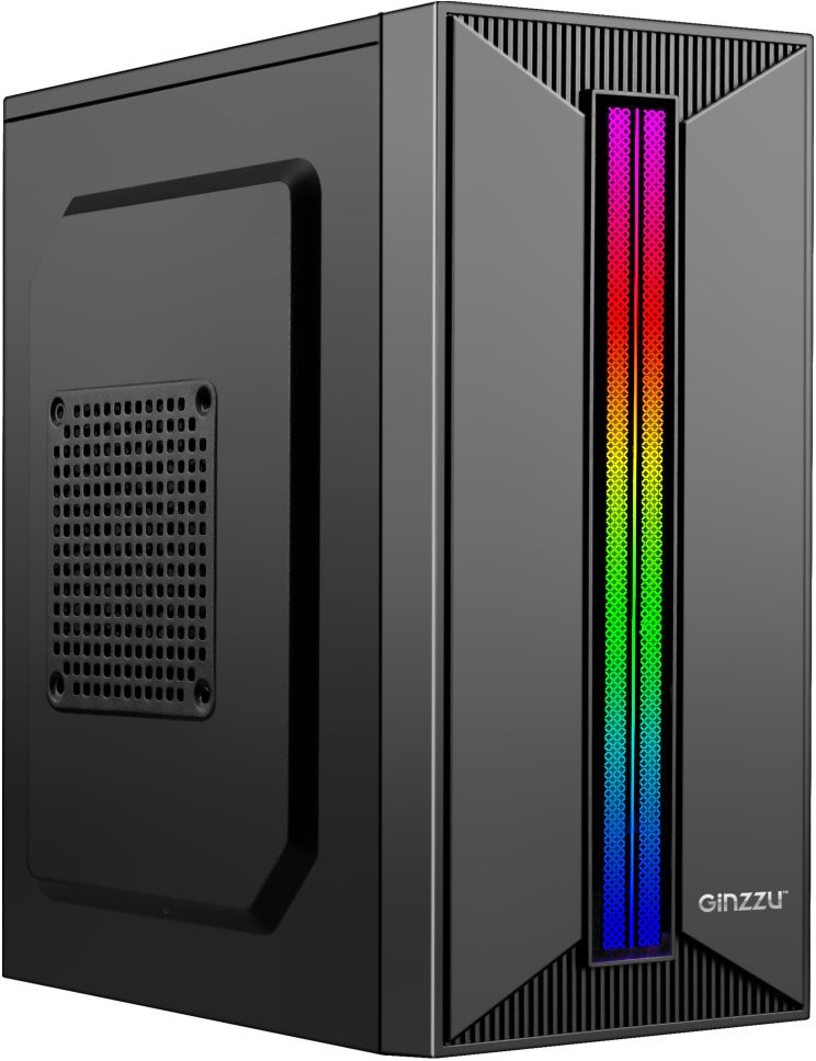 Корпус компьютерный Ginzzu B350 RGB черный, купить в Москве, цены в интернет-магазинах на Мегамаркет