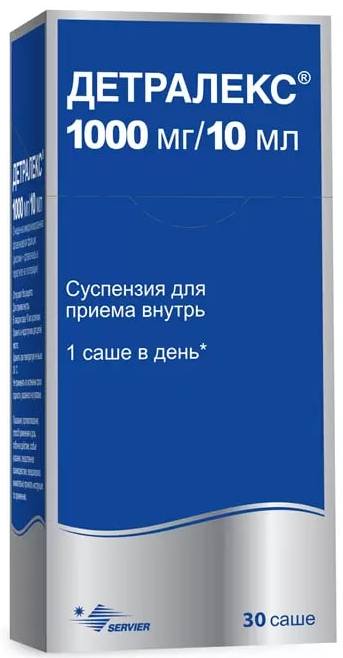 Детралекс суспензия 1000 мг/10 мл саше 10 мл 30 шт. - купить в Самсон-Фарма, цена на Мегамаркет