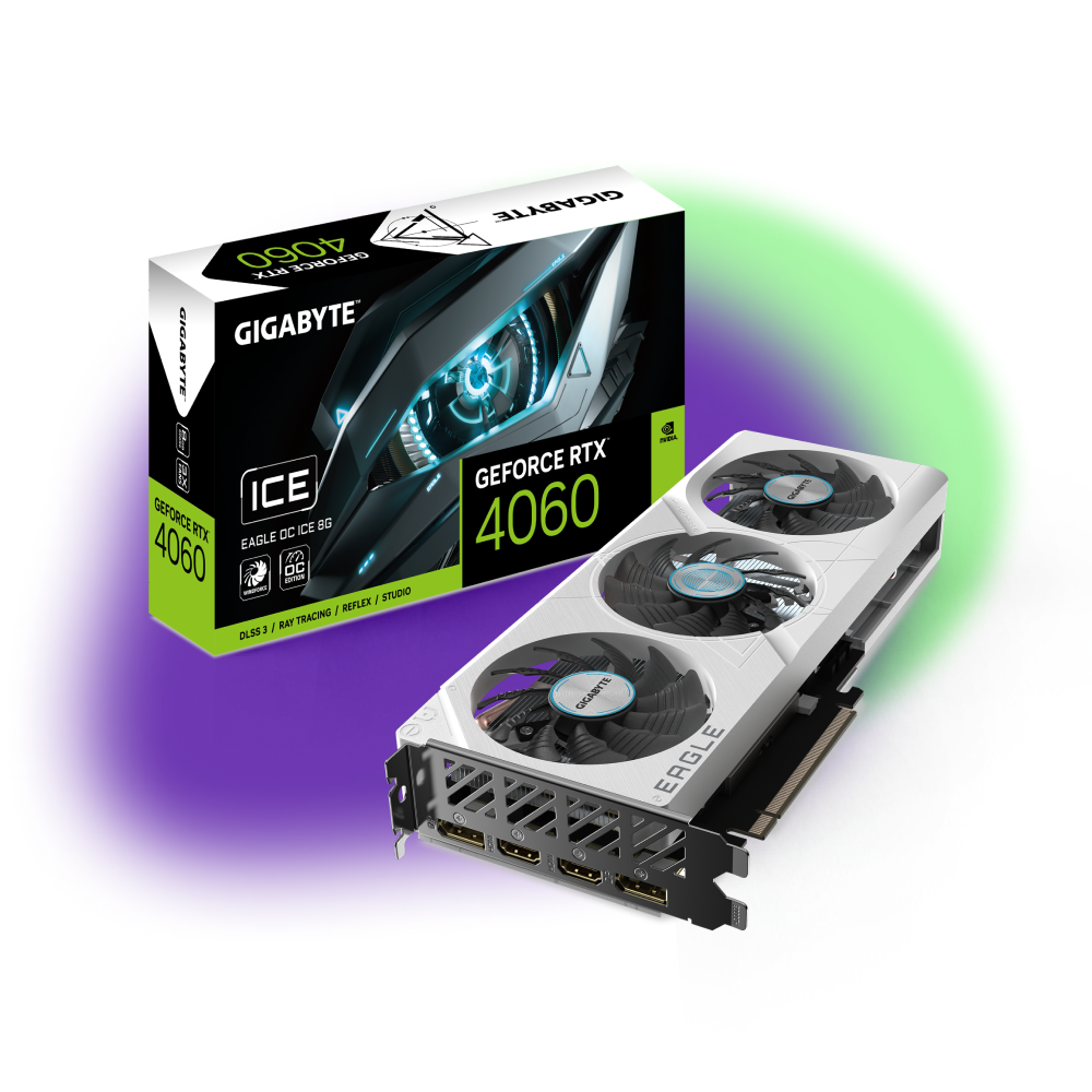 Видеокарта Gigabyte NVIDIA GeForce RTX4060 Eagle OC Ice 8GB [GV-N4060EAGLEOC ICE-8GD] – купить в Москве, цены в интернет-магазинах на Мегамаркет