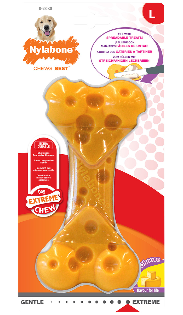 Жевательная игрушка для собак Nylabone косточка экстра-жесткая с ароматом сыра L