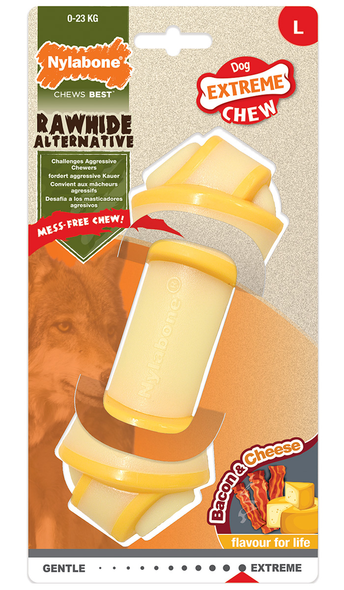 Жевательная игрушка для собак Nylabone косточка с узлами экстра-жесткая с беконом, сыром L