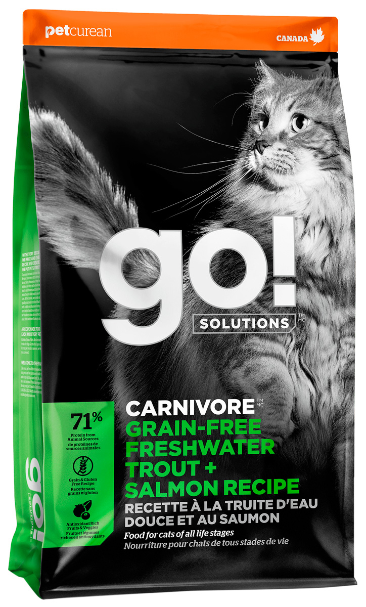 Купить сухой корм для кошек GO! Carnivore GRAIN FREE, форель, лосось, 7,26кг, цены на Мегамаркет | Артикул: 100028116187