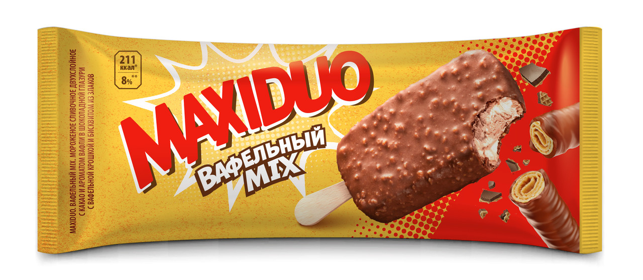 Мороженое Эскимо Вафельный MIX Maxiduo, 90 мл – купить в Москве, цены в интернет-магазинах на Мегамаркет