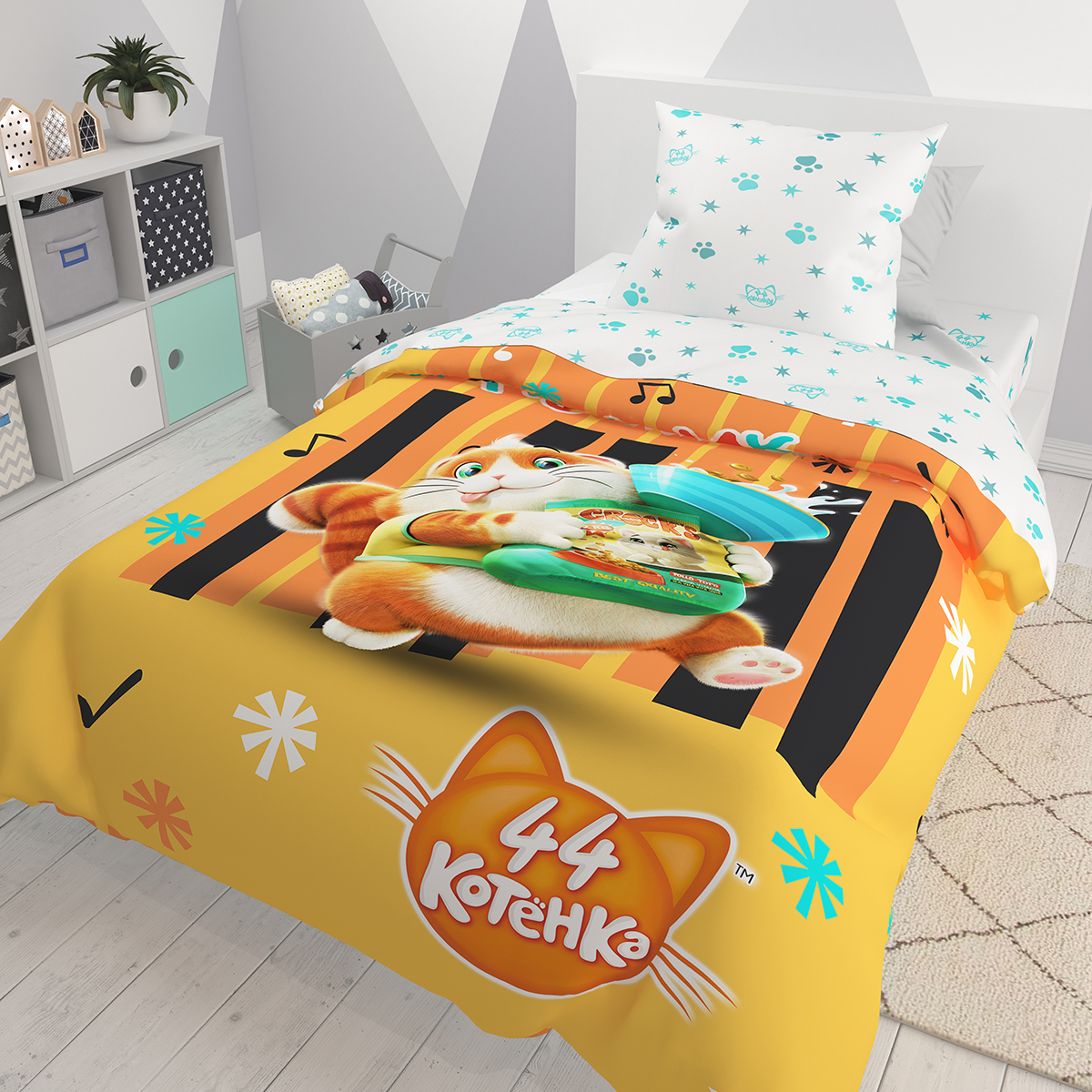 Комплект постельного белья 1.5-спальныйсп 44 котёнка Пончик