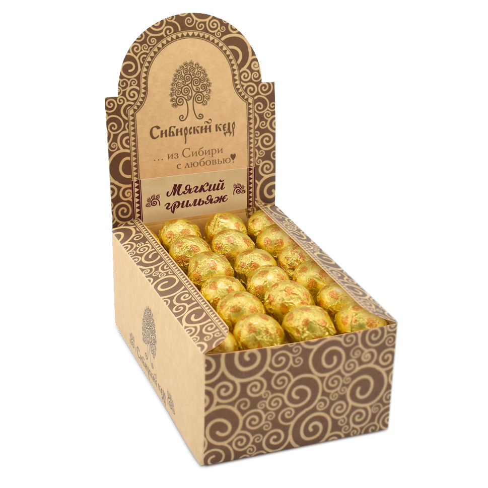 Мягкий грильяж из кешью 700г Сибирский кедр / конфеты шоколадные в коробках