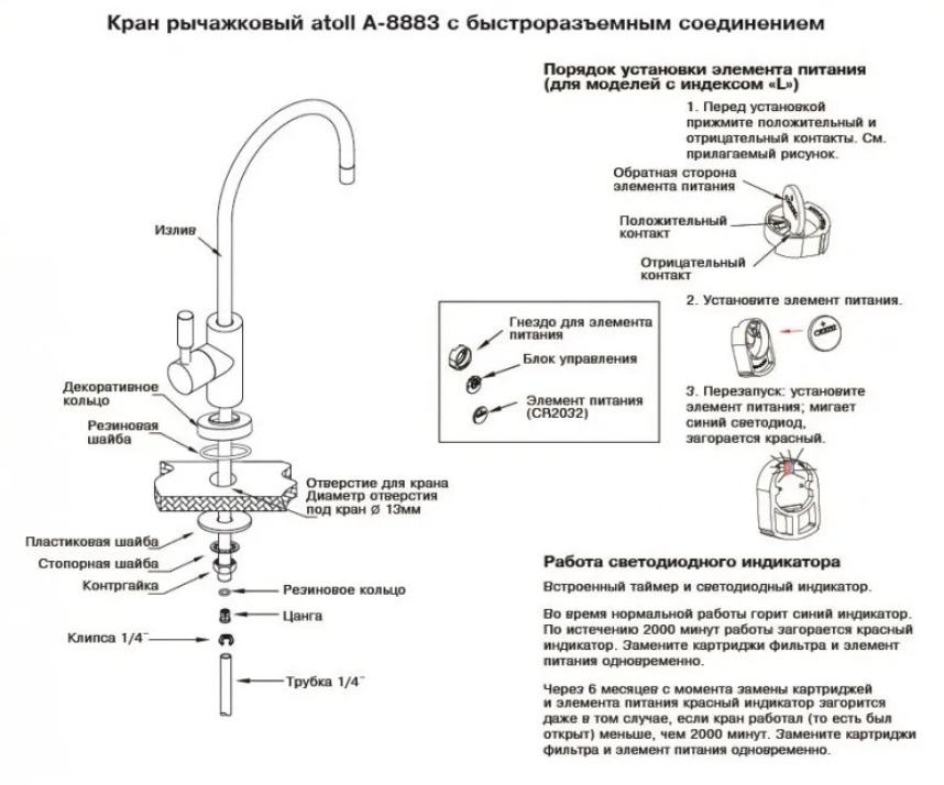 Схема установки крана фильтра
