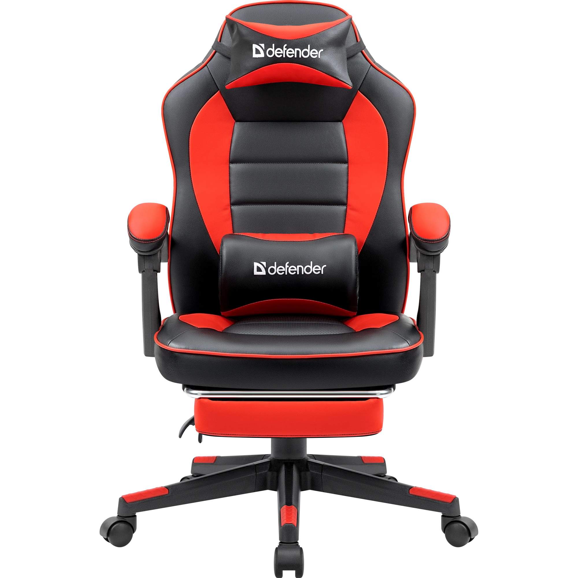 Кресло игровое Defender Tauros с подножкой, полиуретан, черно-красное .