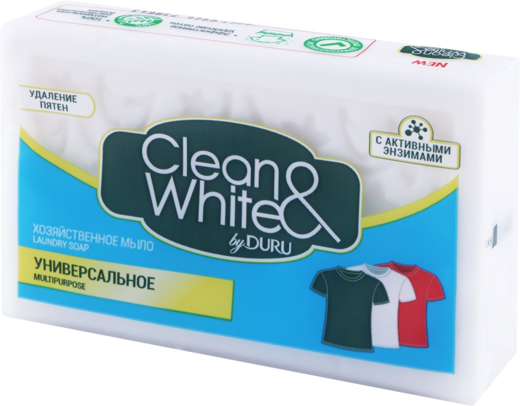 Хозяйственное мыло Clean & White для всех типов стирки 120 г - отзывы  покупателей на Мегамаркет | 100030695158