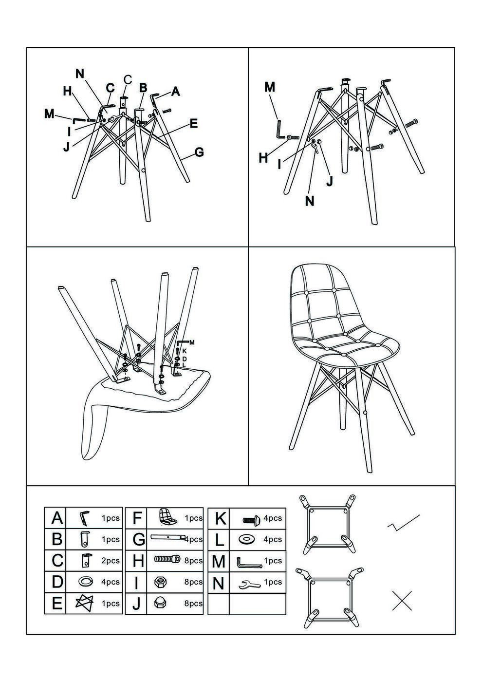 Стул схема сборки стул Woodville Eames (PC-147),