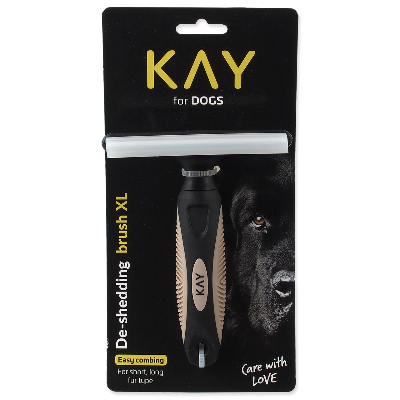 Дешеддер для собаки KAY с пластиковой ручкой, размер XL, сталь, черный