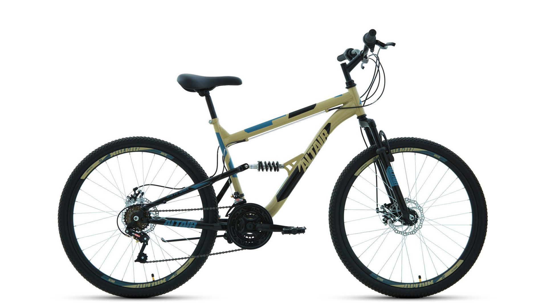 Велосипед Altair MTB FS 26 2.0 Disc 2021 16" бежевый/черный - купить в Форвард, цена на Мегамаркет
