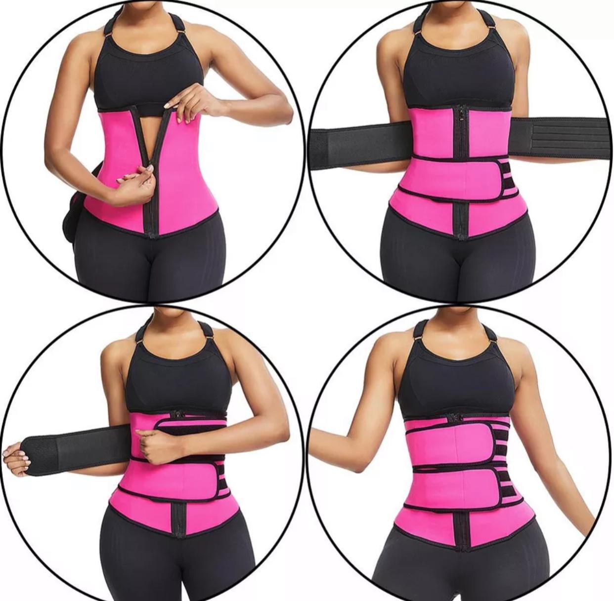 Корсет для тренировки Waist Training фитнес пояс для похудения, розовый XXXL