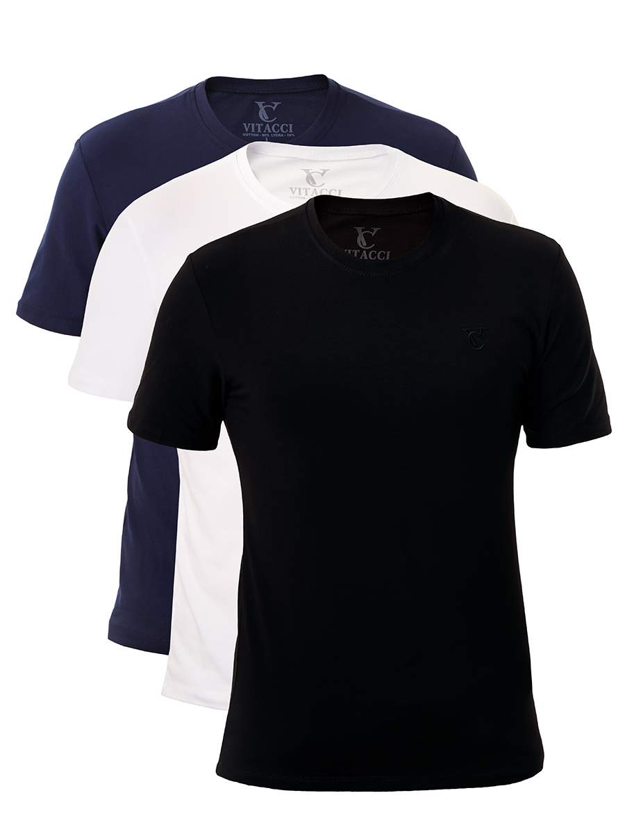 Комплект футболок мужских Vitacci TSV001 черных 46 RU - купить в Vitacci, цена на Мегамаркет