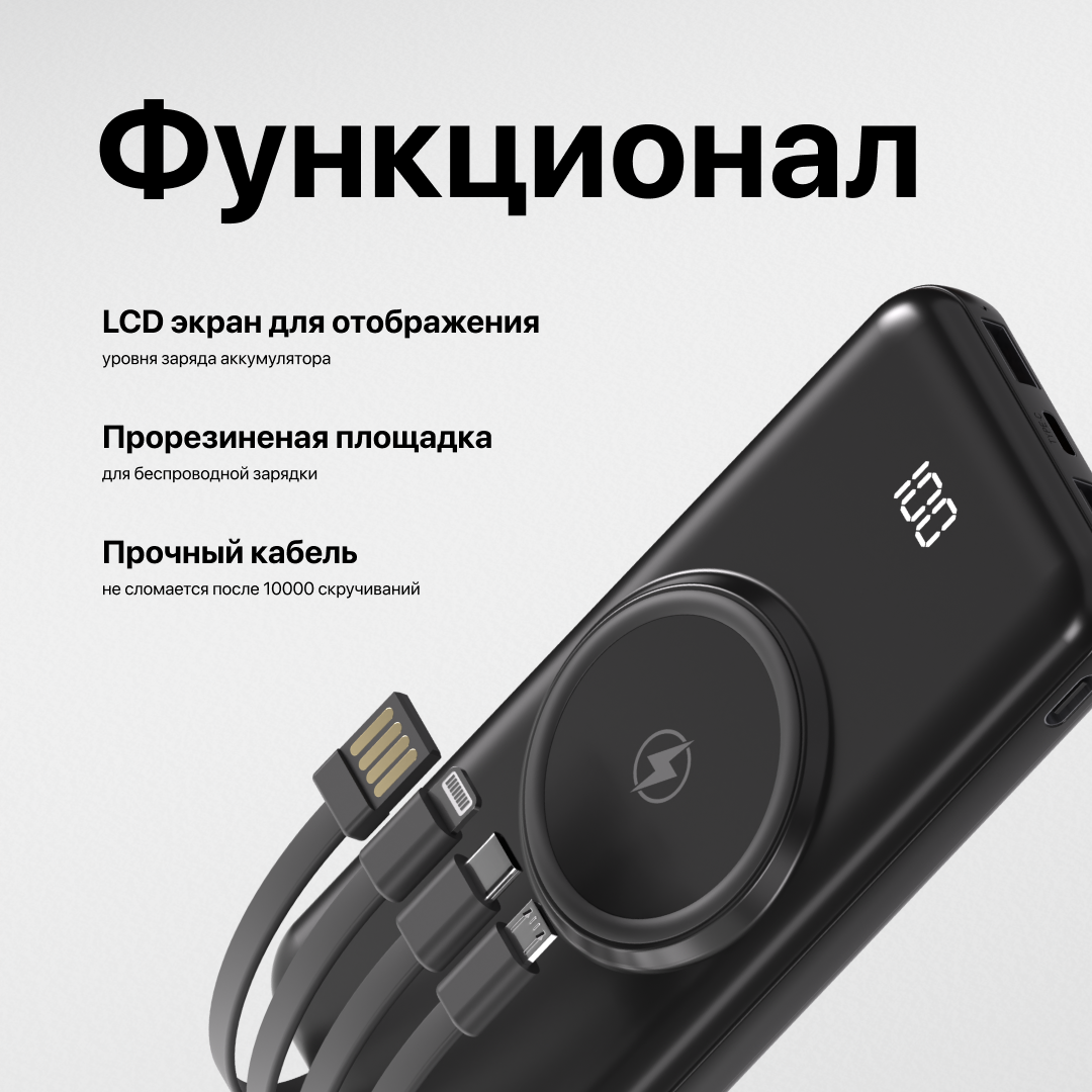 PowerBank на 20000 mAh с беспроводной зарядкой – купить в Москве, цены в  интернет-магазинах на Мегамаркет