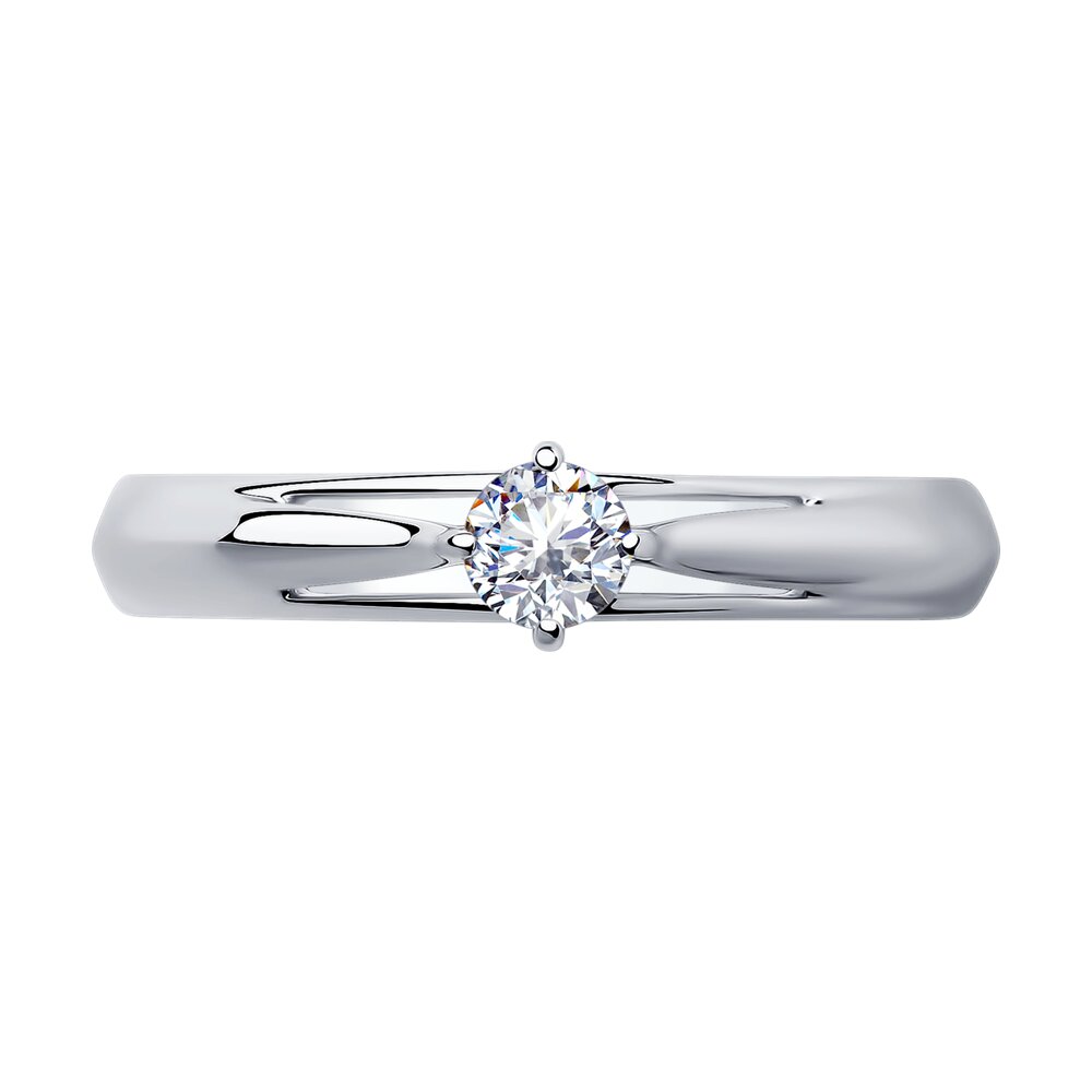 Кольцо помолвочное из серебра с фианитом р. 18,5 Diamant 94-110-01381-1