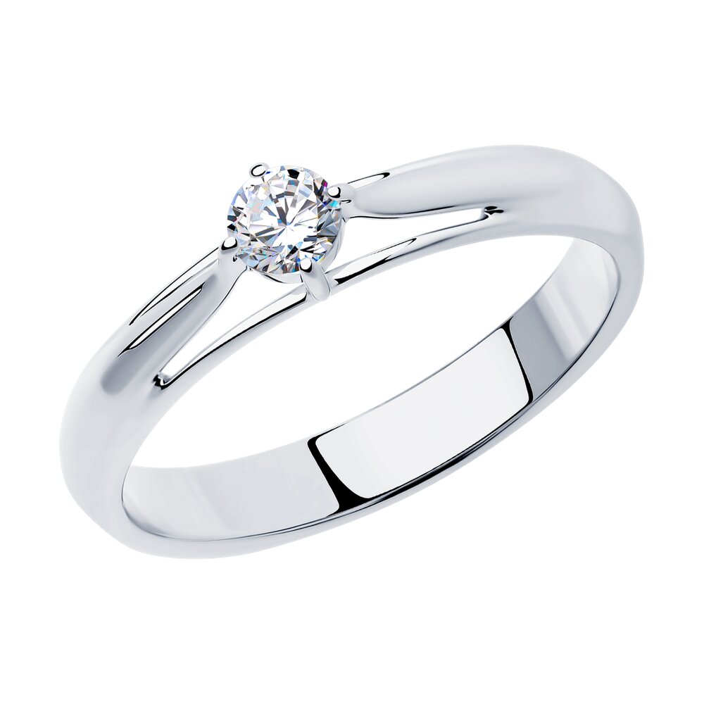 Кольцо помолвочное из серебра с фианитом р. 18,5 Diamant 94-110-01381-1