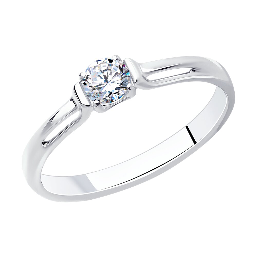 Кольцо помолвочное из серебра с фианитом р. 18,5 Diamant 94-110-01370-1
