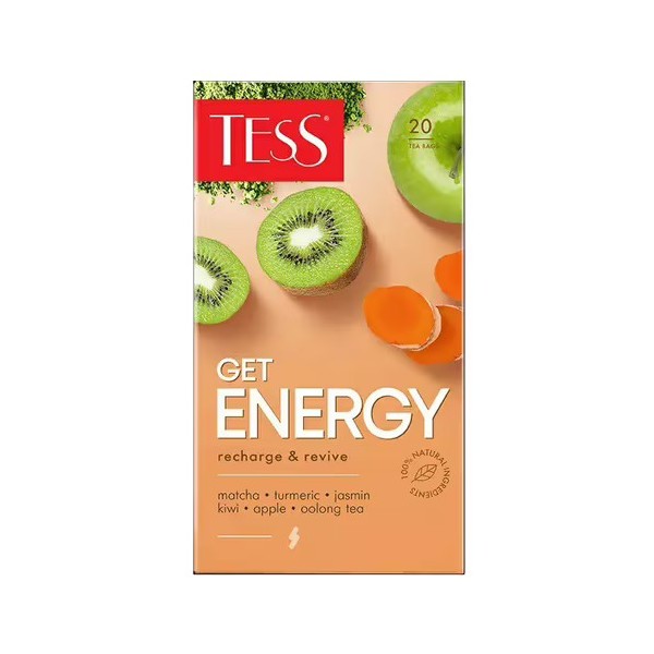 Чай оолонг Tess Get Energy с киви и жасмином в пакетиках 1,5 г х 20 шт