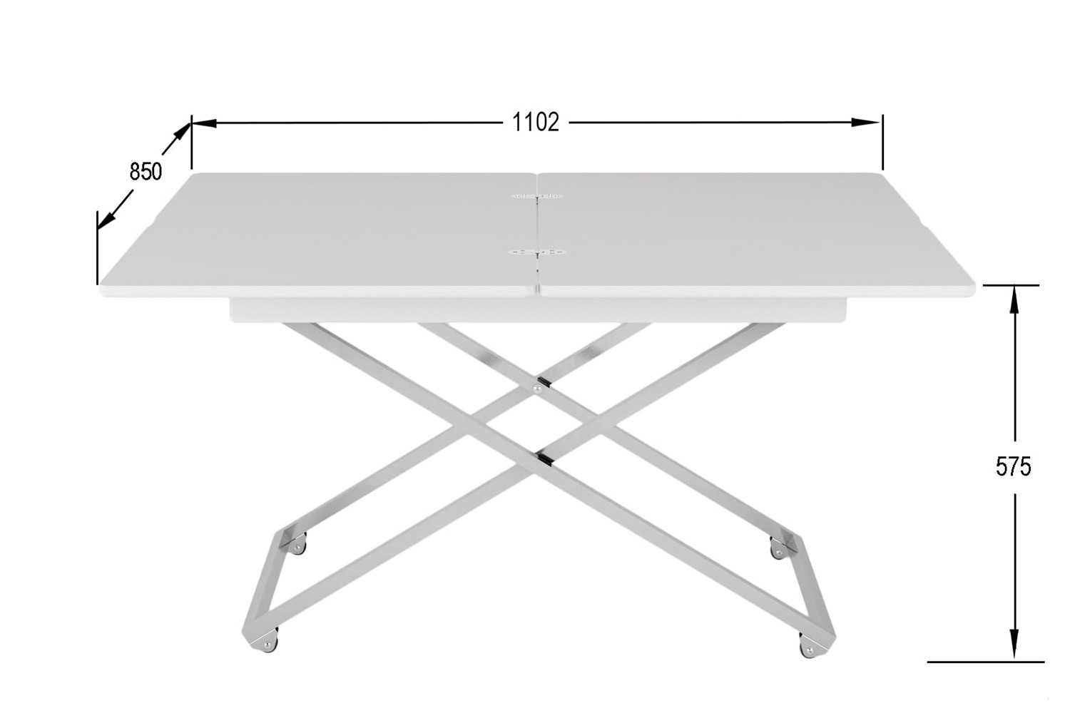 Стол универсальный трансформируемый АНДРЭ Хром белый/хром
