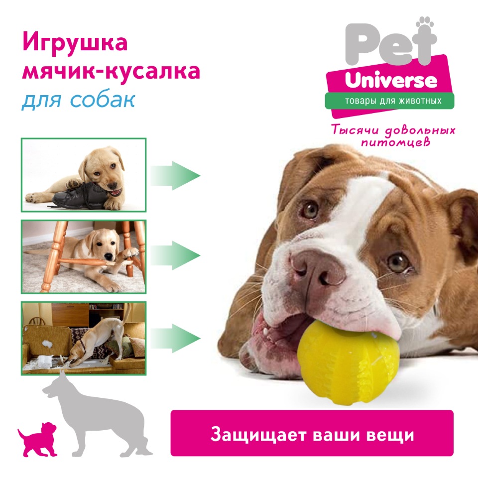 Развивающая игрушка для собак Pet Universe , желтый, 6 см, 1 шт – купить в  Москве, цены в интернет-магазинах на Мегамаркет