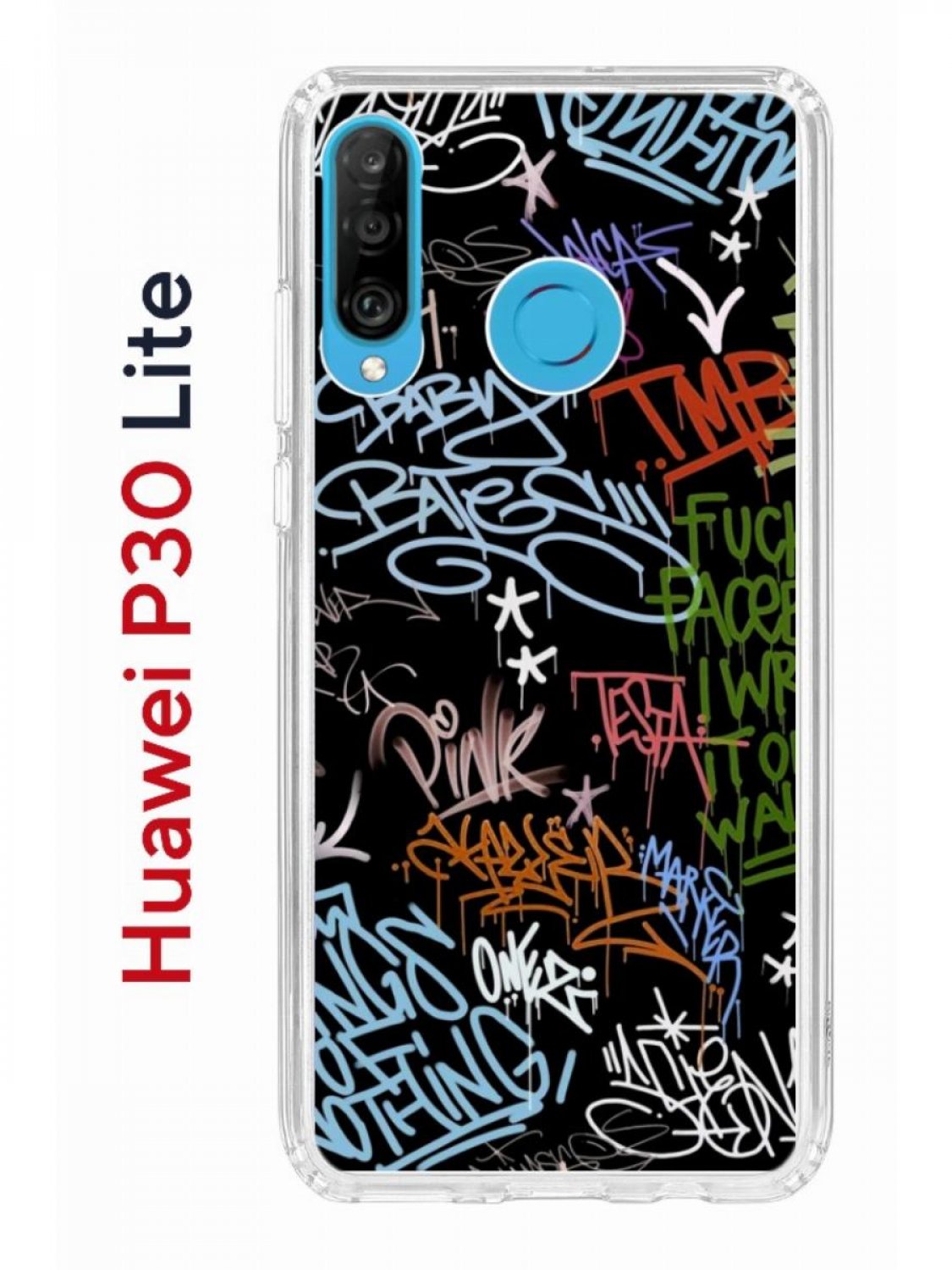 Чехол на Huawei P30 Lite с принтом Kruche Print Граффити, противоударный  бампер, купить в Москве, цены в интернет-магазинах на Мегамаркет