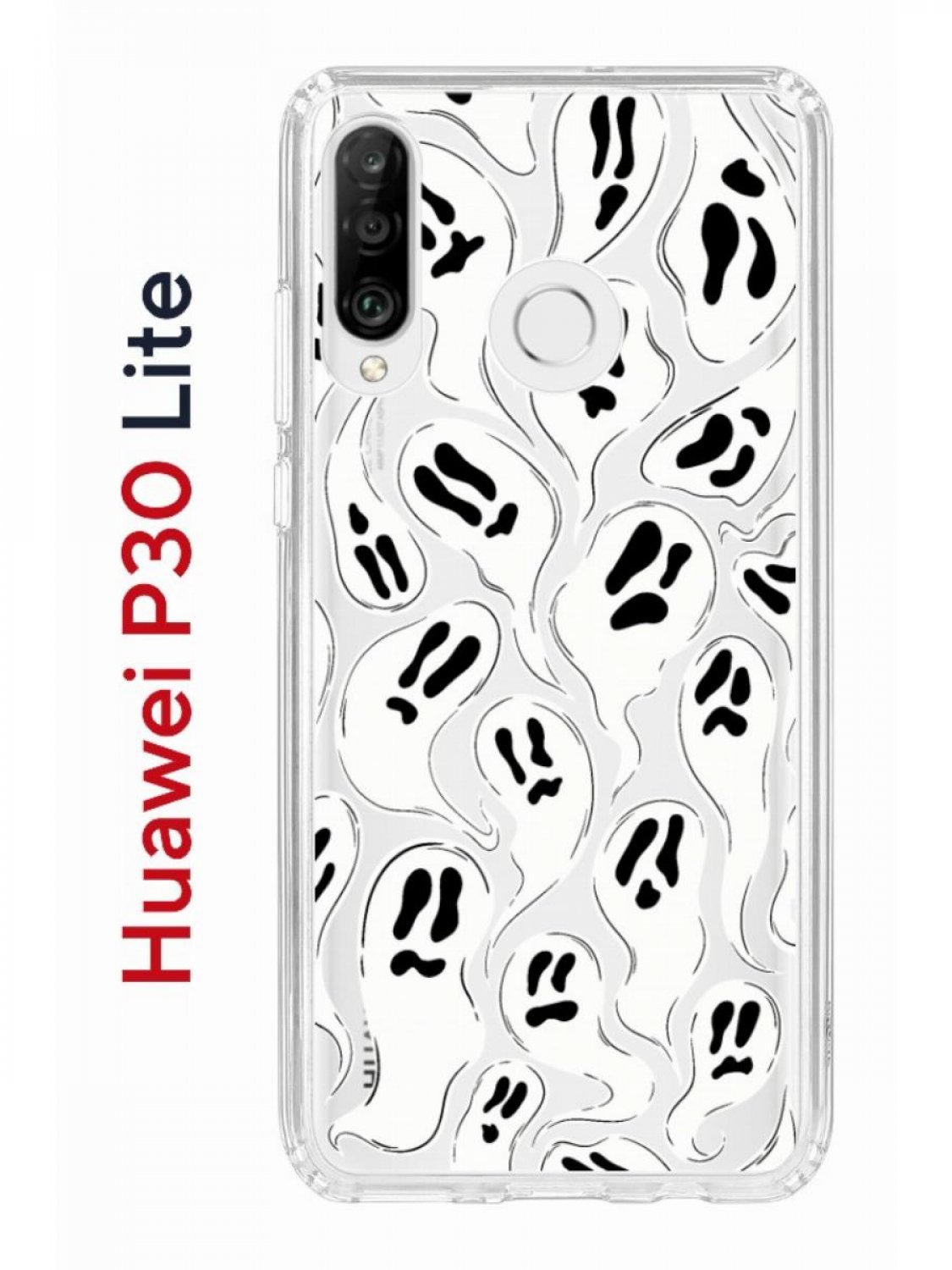 Чехол на Huawei P30 Lite с принтом Kruche Print Призраки, противоударный  бампер, купить в Москве, цены в интернет-магазинах на Мегамаркет