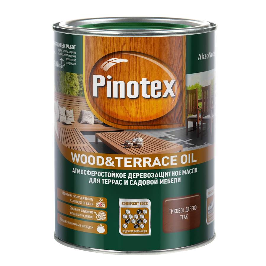 Масло Pinotex Wood&Terrace Oil атмосферостойкое для террас тик 1 л