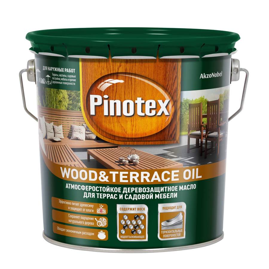 Масло Pinotex Wood&Terrace Oil атмосферостойкое для террас бесцветное 2,7 л