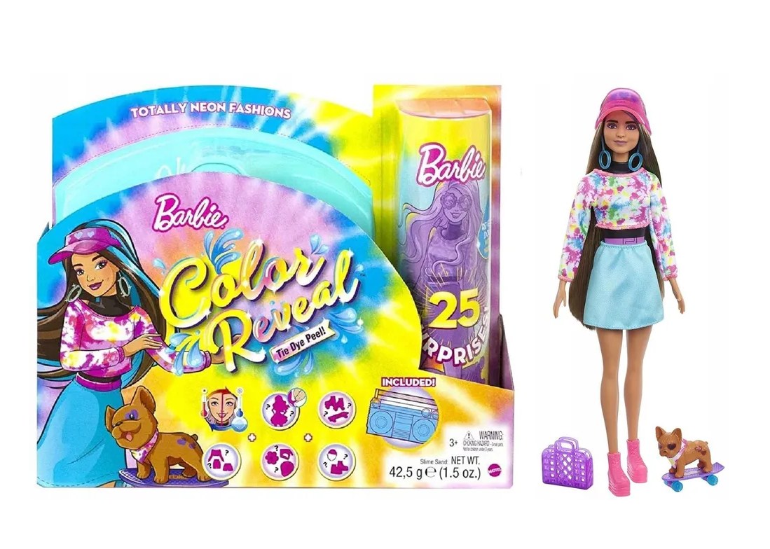 Кукла Barbie Mattel Набор Color Reveal Neon Tie-Dye Барби с 25 сюрпризами  Неоновая кукла – купить в Москве, цены в интернет-магазинах на Мегамаркет