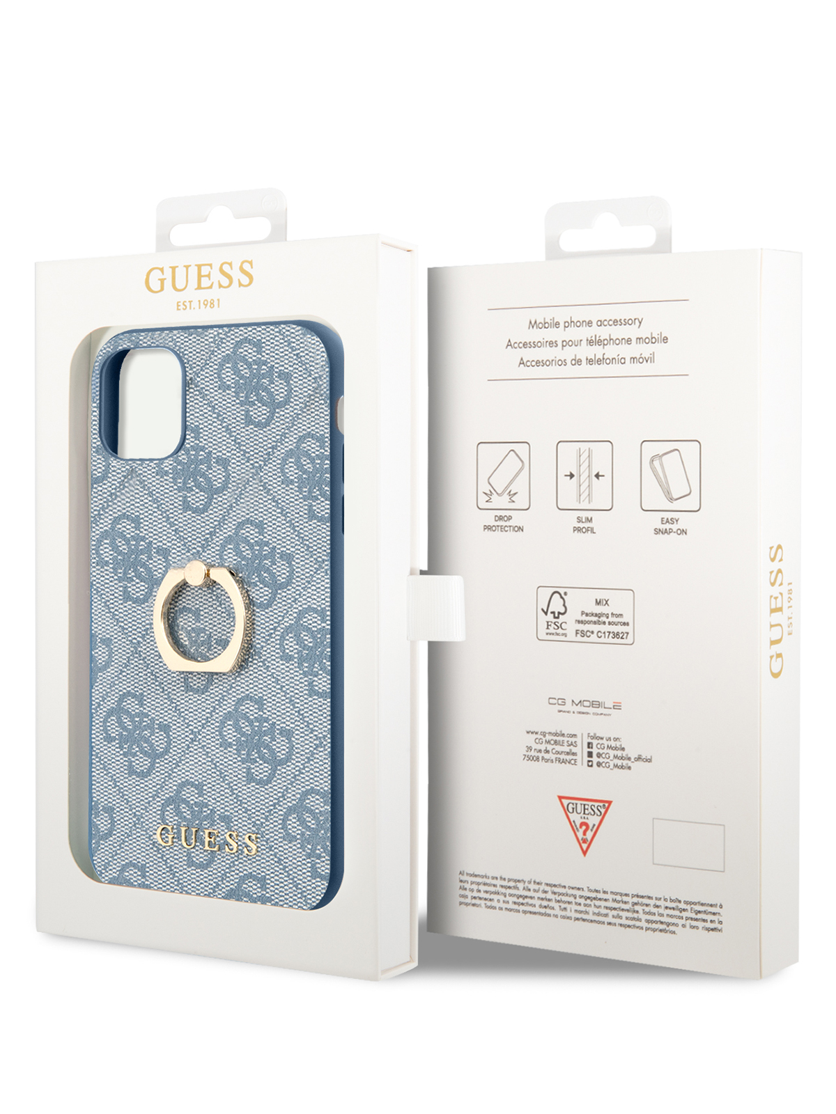 Чехол Guess для iPhone 11 с кольцом Blue - купить в СОТЕКОМ, цена на  Мегамаркет