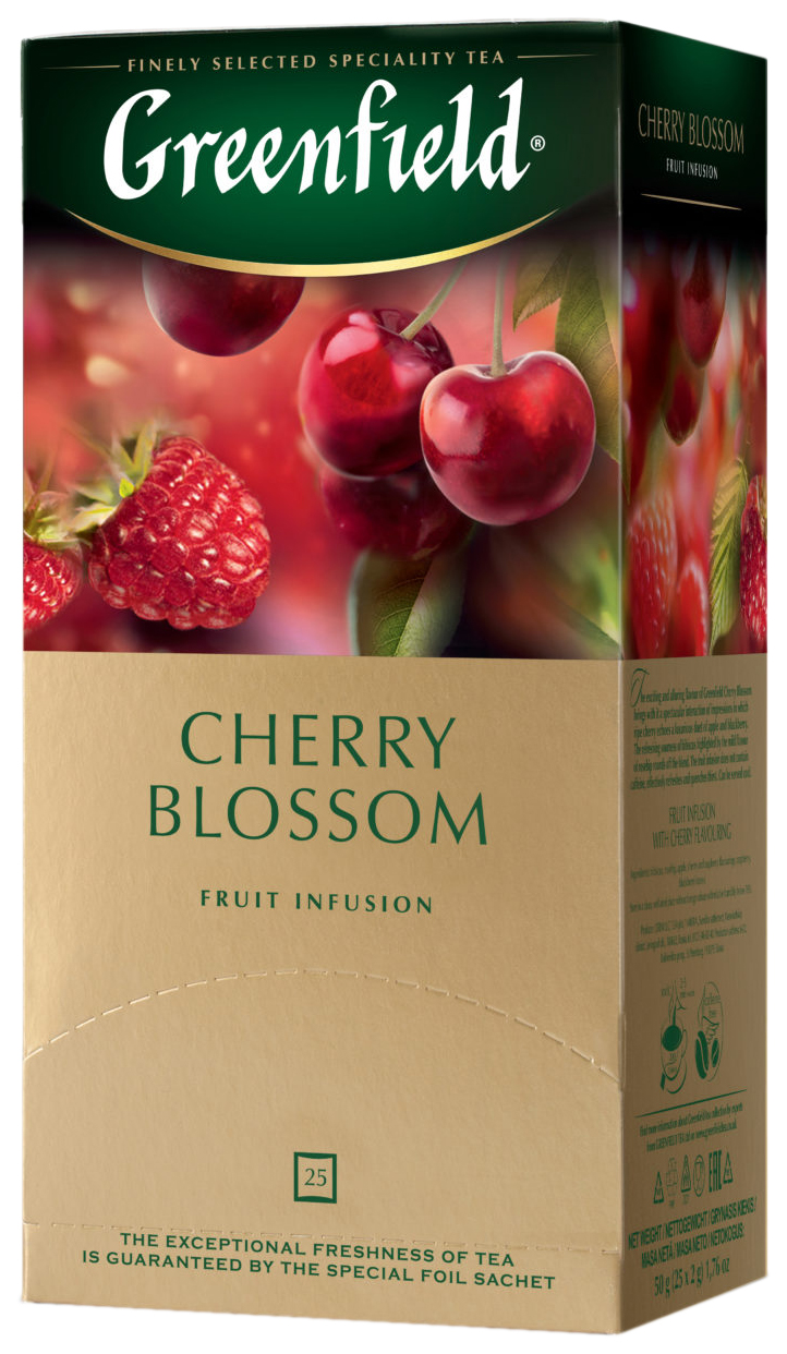 Купить напиток чайный Greenfield Cherry Blossom 25пак, цены на Мегамаркет | Артикул: 100028032843