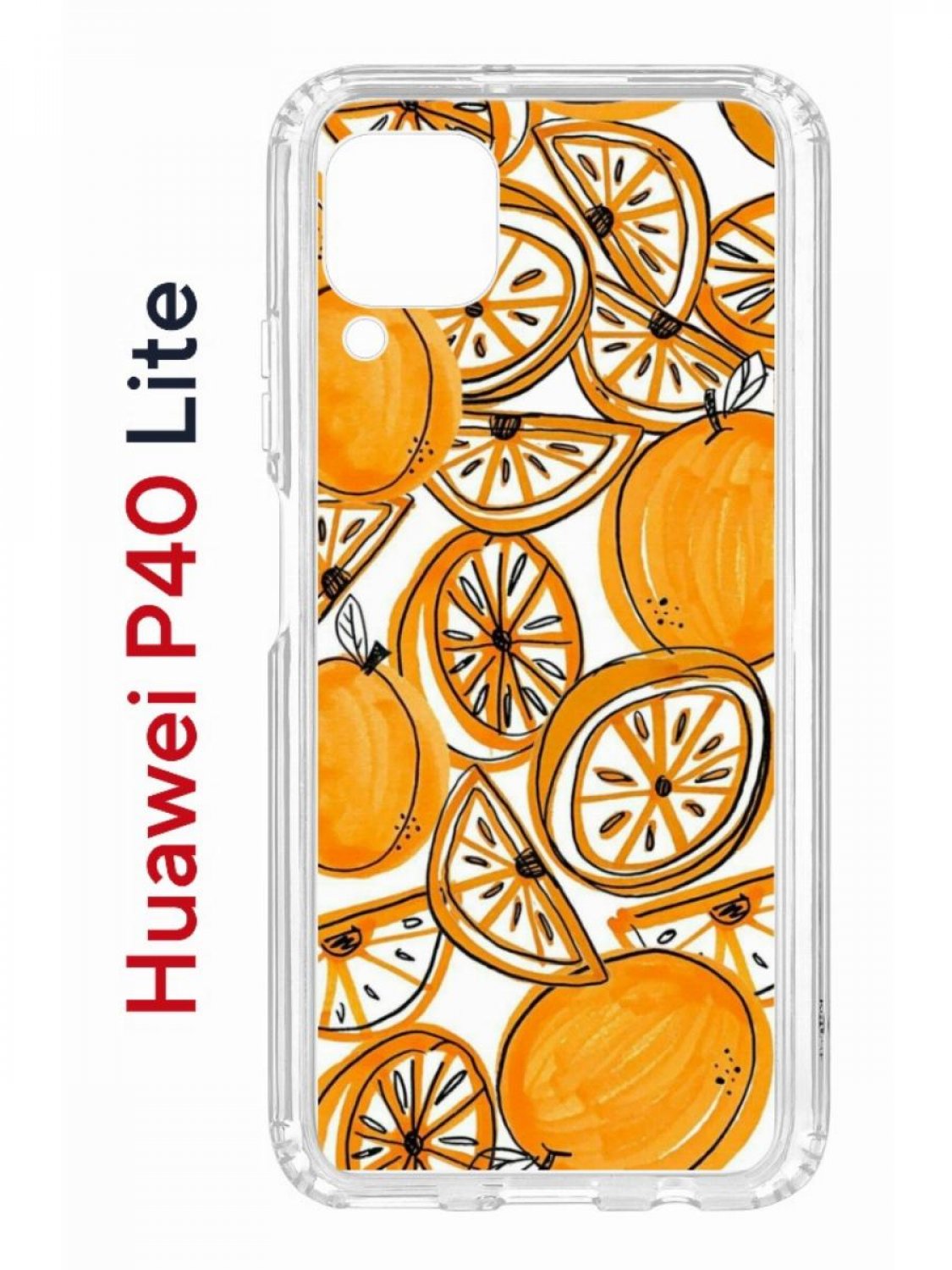 Чехол на Huawei P40 Lite с принтом Kruche Print Апельсины, противоударный  бампер, купить в Москве, цены в интернет-магазинах на Мегамаркет