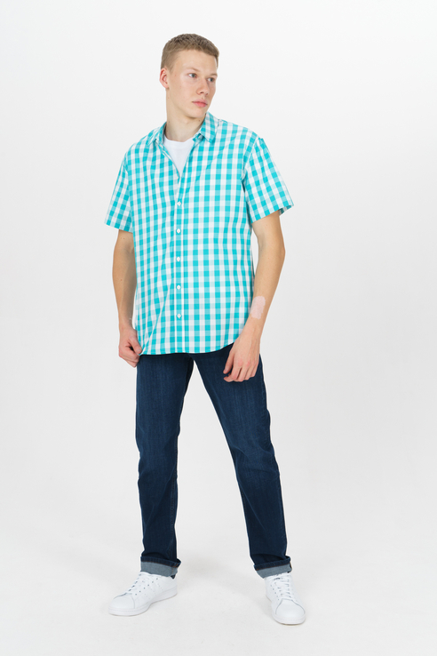 Рубашка мужская Tom Farr T M7015.10 (803-1-coll) бирюзовая 52