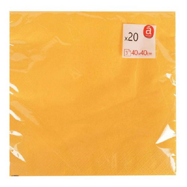 Салфетки бумажные Actuel трехслойные желтые 40 х 40 см 20 шт