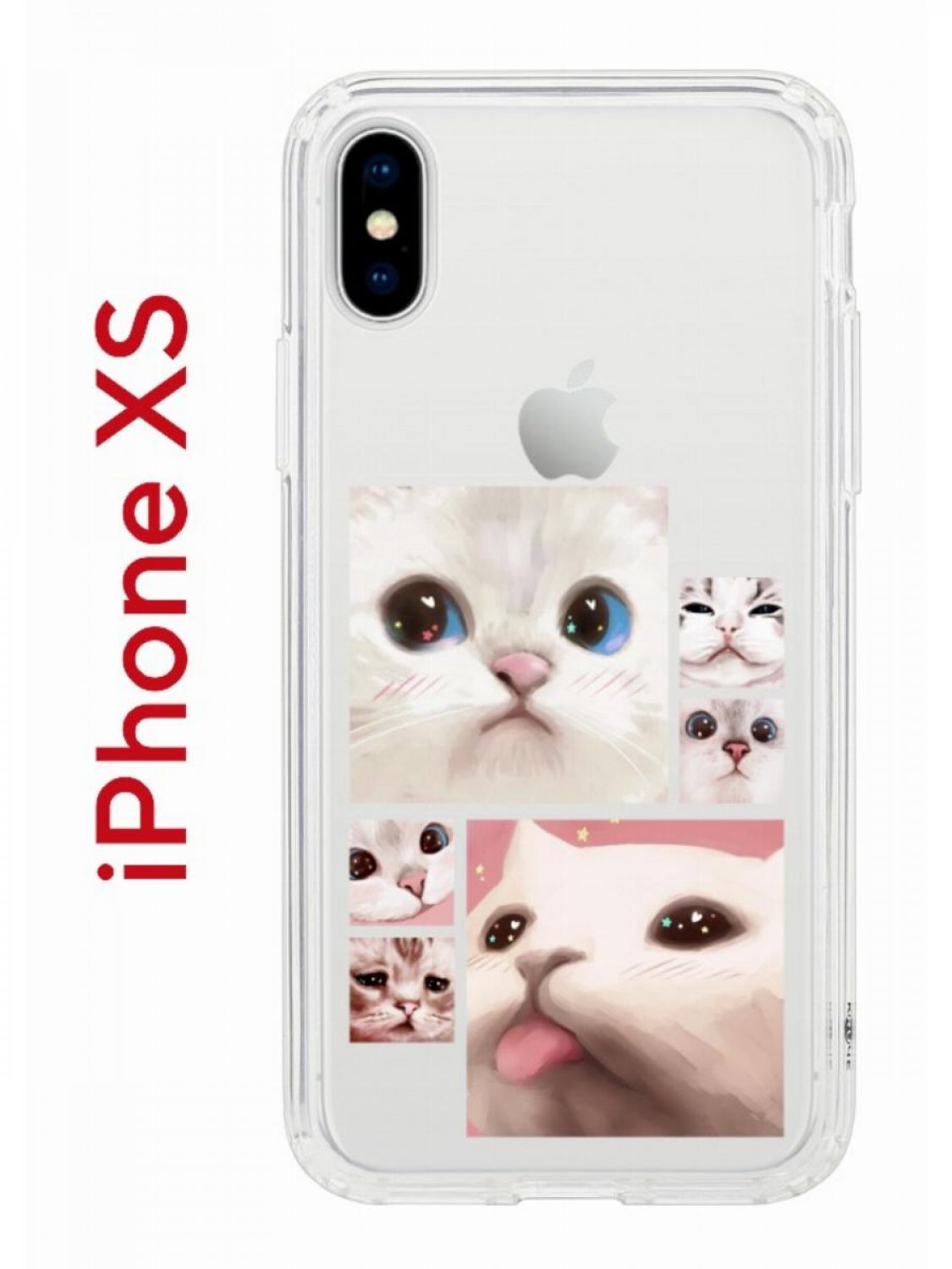 Чехол на iPhone X, Xs с принтом Kruche Print Коты, бампер с защитой камеры,  купить в Москве, цены в интернет-магазинах на Мегамаркет