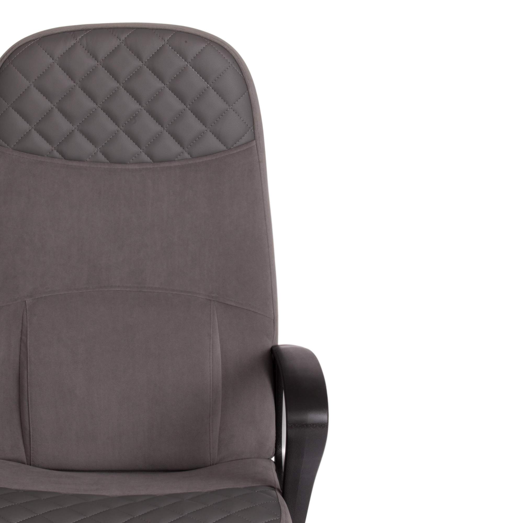 Кресло TetChair ADVANCE флок, кожзам , серый, металлик