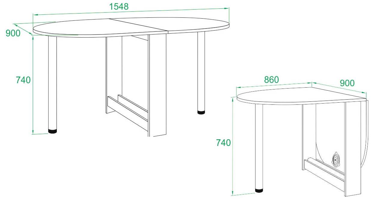 Размер стол тумбы в разложенном виде