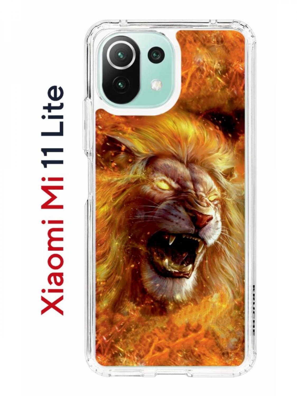 Чехол на Xiaomi Mi 11 Lite Kruche Print Лев,противоударный бампер,с защитой  камеры, купить в Москве, цены в интернет-магазинах на Мегамаркет