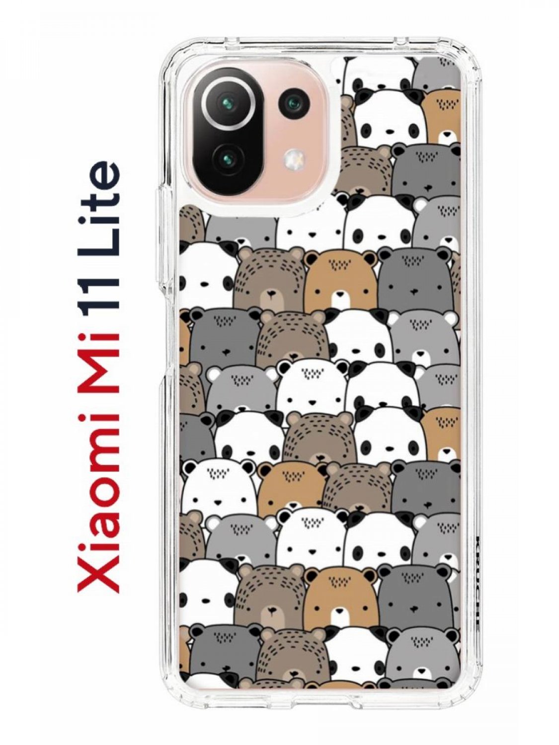 Чехол на Xiaomi Mi 11 Lite Kruche Print Медвежата,противоударный бампер,с  защитой камеры, купить в Москве, цены в интернет-магазинах на Мегамаркет