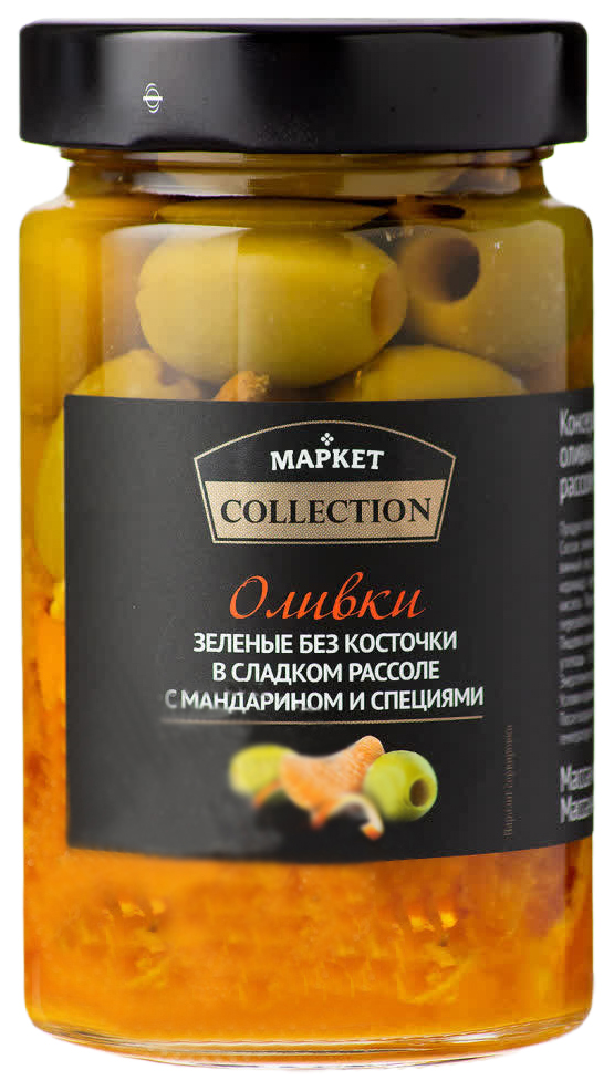 Купить оливки Market Collection зеленые в сладком рассоле с мандарином и специями 320г, цены на Мегамаркет | Артикул: 100028031913