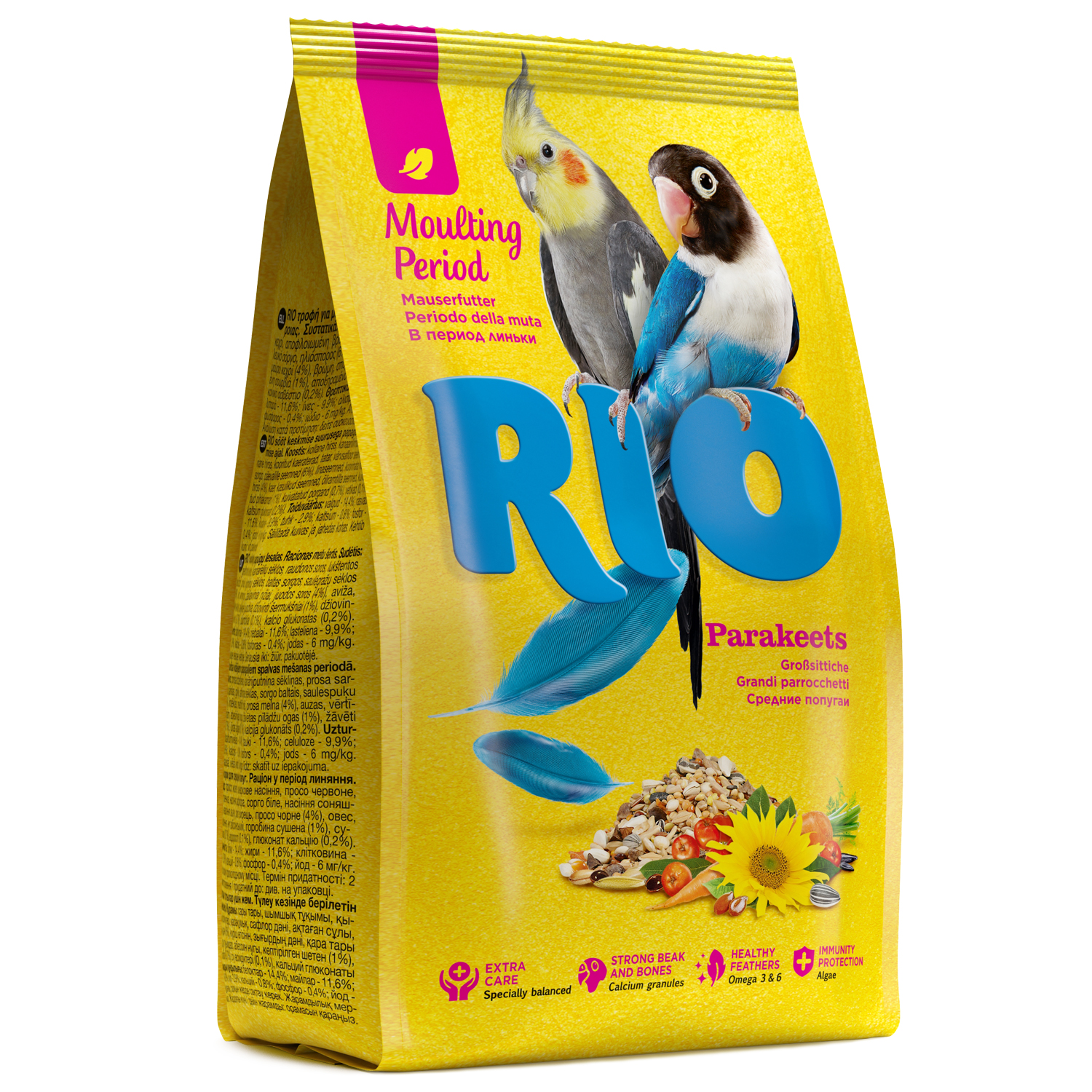 Корм для средних попугаев RIO Parakeets в период линьки, 500 г