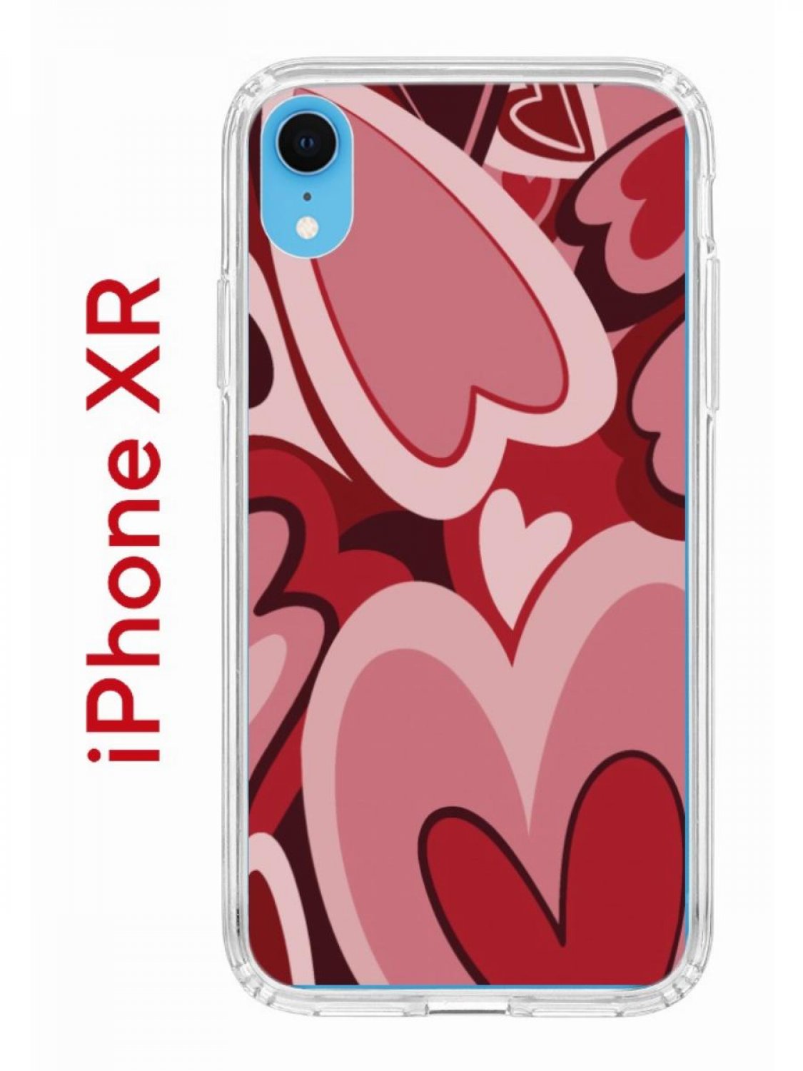 Чехол на iPhone XR с принтом Kruche Print Сердечки, бампер с защитой  камеры, купить в Москве, цены в интернет-магазинах на Мегамаркет