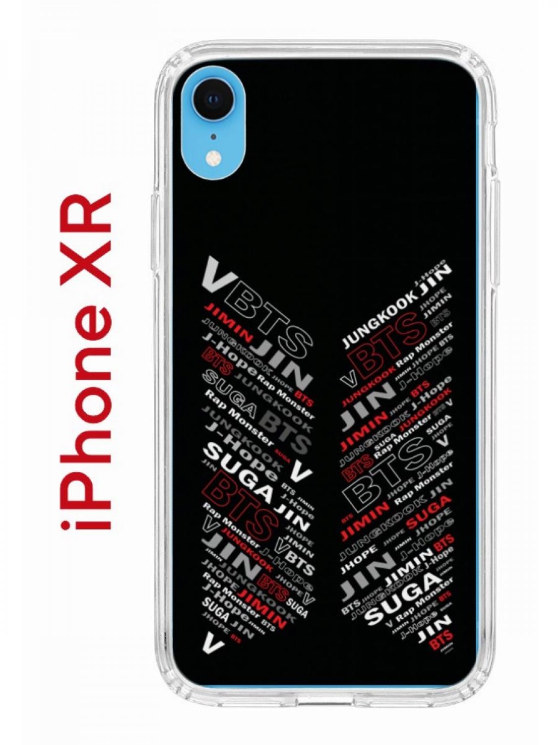 Чехол на iPhone XR с принтом Kruche Print BTS, бампер с защитой камеры,  купить в Москве, цены в интернет-магазинах на Мегамаркет