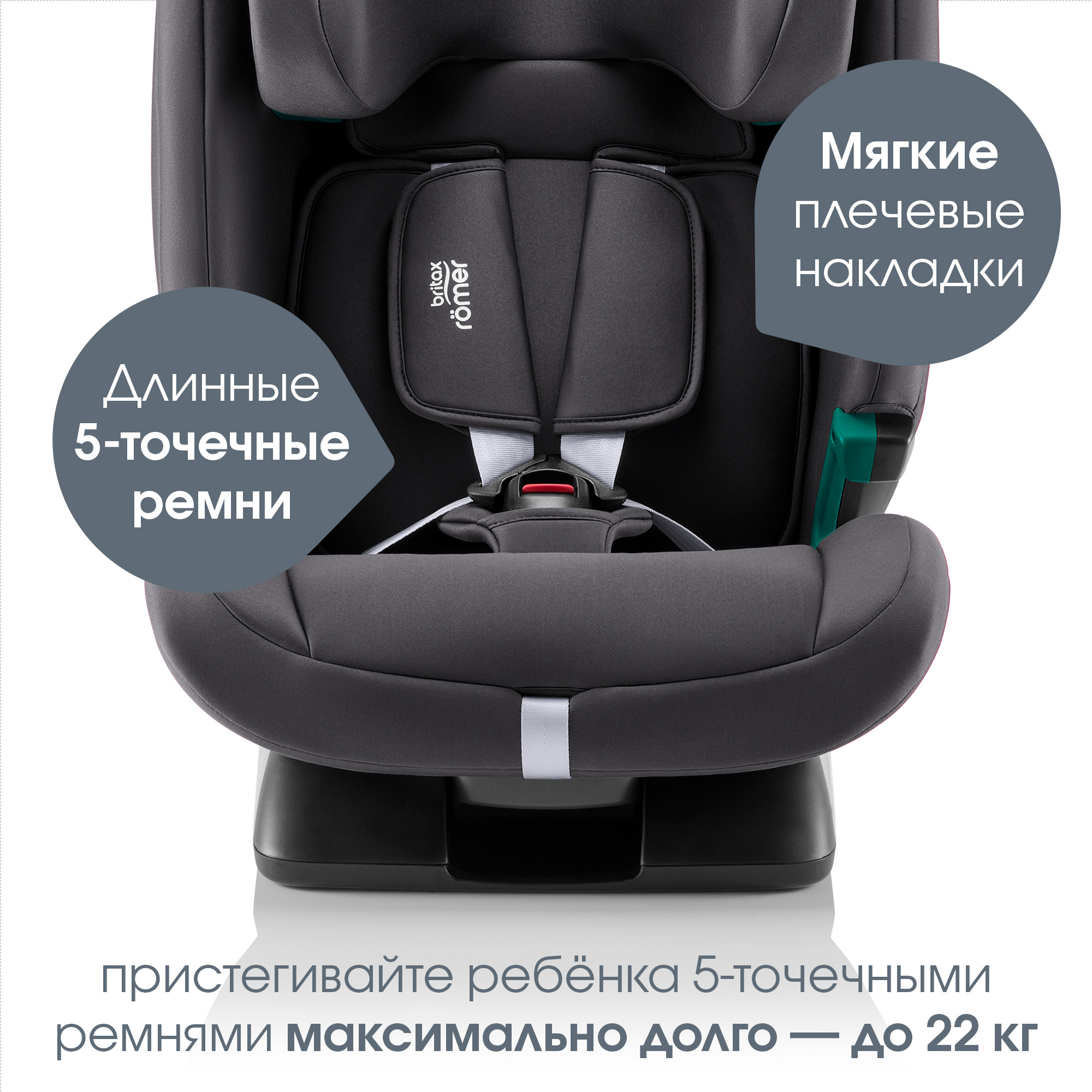 Купить автокресло детское Britax Roemer EVOLVAFIX Midnight Grey, 15 мес. -  12 лет, рост 76-150 см, цены на Мегамаркет | Артикул: 600013262731